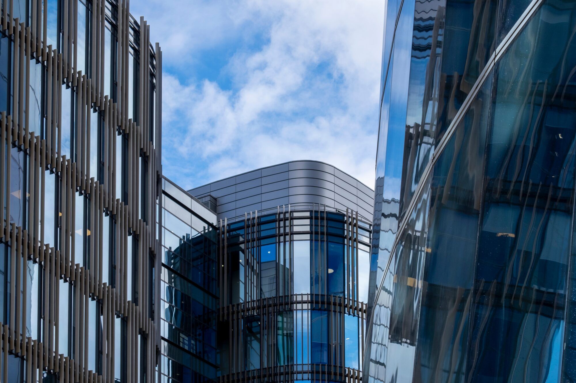 Glass facade of a modern office building